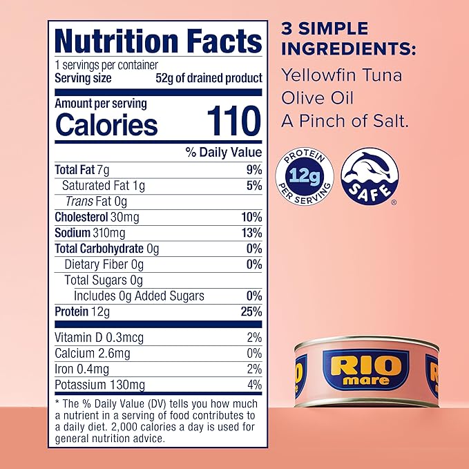 Rio Mare Premium Yellowfin Tuna in Olive Oil, 3 x 2.8 Ounce Can (Pack of 8, Total 67.2 Ounce)
