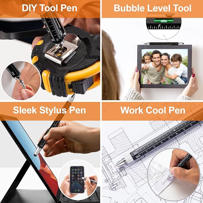 VIBELITE Gifts for Dad, Magnetic Pickup Tool and 6 in 1 Multitool Pen with Touch Screen Stylus