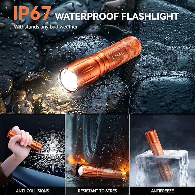 LETMY Tactical Flashlight S2000-2 Pack Bright Military Grade LED Flashlights High Lumens - Portable