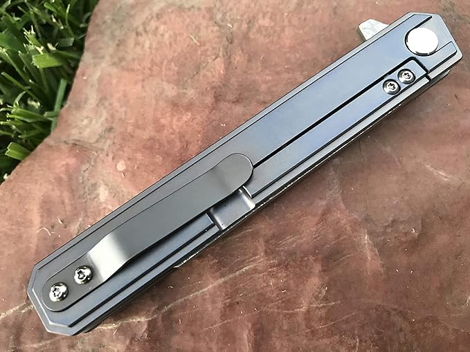 TACTICAL GEARZ Damascus Pocket Knife for EDC, Solid Titanium Handle, 67 Multi-Layered Damascus