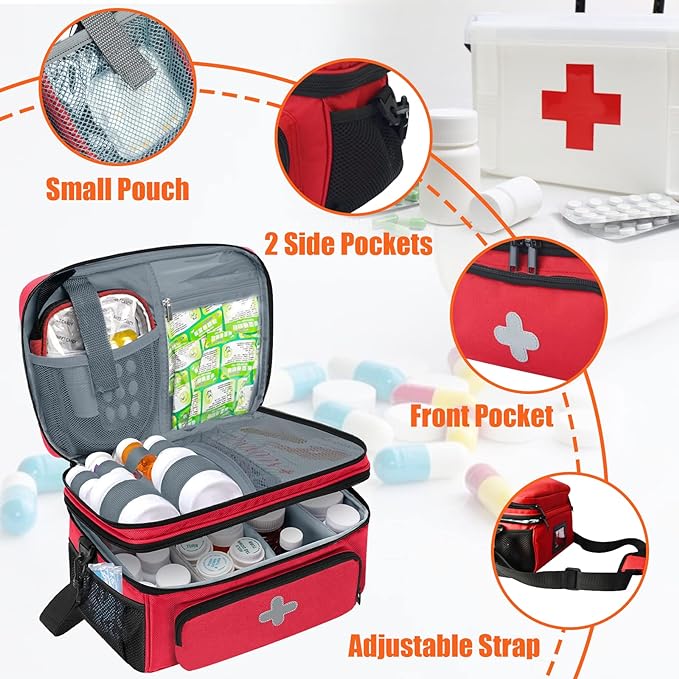 Medicine Storage Bag, Pill Bottle Organizer for Emergency, Medicine Box Empty with Small Portable
