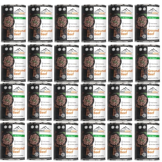 MOUNTAIN ESSENTIALS Ground Beef 14 Oz Fully Cooked Ready to Eat Hamburger Meat Emergency Survival