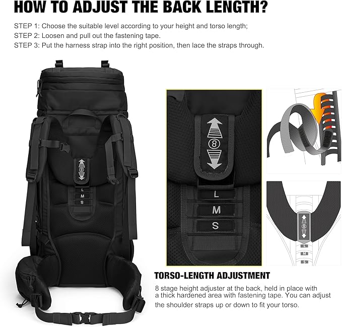 Mardingtop 75L Molle Hiking Internal Frame Backpacks with Rain Cover for
