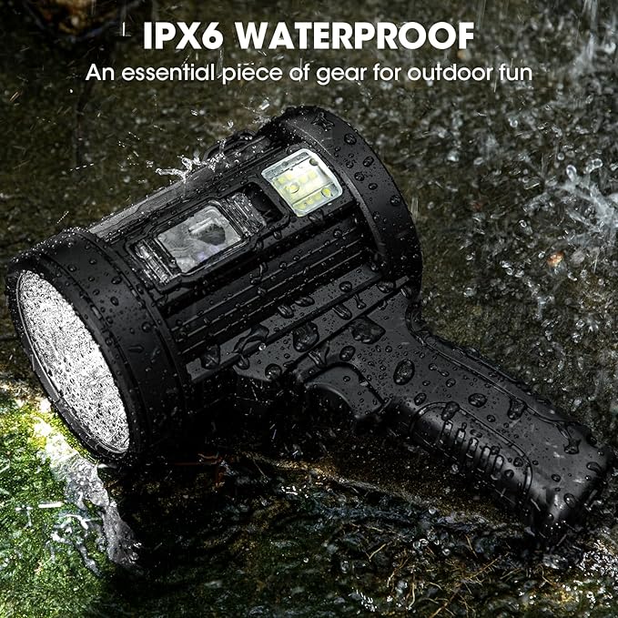 Rechargeable Spotlight, 99,000 Lumens Super Bright Handheld Led Flashlight, Outdoor Spot Light with