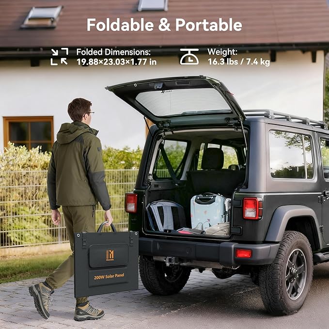 200 Watt Portable Folding Solar Panels IP68 Waterproof ETFE Coating 24V MC4 Output for Power