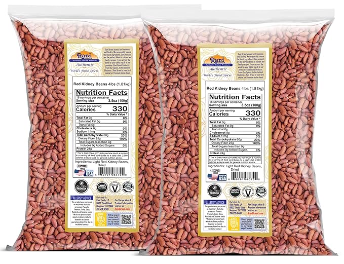 Rani Red Kidney Beans, Light 64oz (4lbs) 1.81kg ~ Pack of 2~128oz (8lbs) 3.63kg Total ~ All Natural