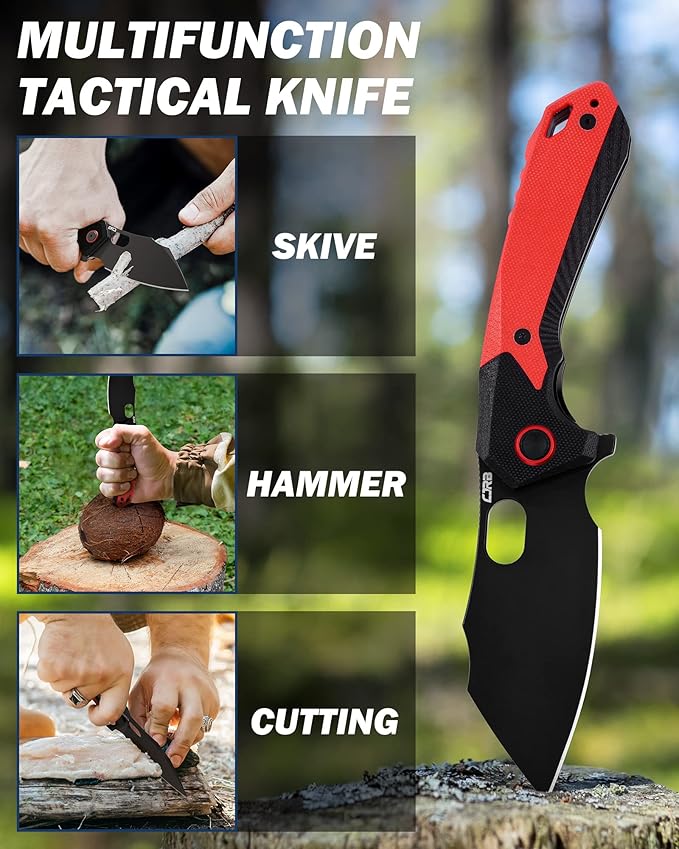 CJRB Folding Pocket Knife Caldera (J1923) AR-RPM9 Powder Steel Red G10 Handle for Men EDC Camping