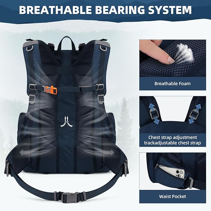 Maelstrom Hiking Backpack, 40L Waterproof Camping Daypack for Men and Women, Lightweight Travel