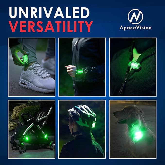 LED Safety Light (2 Pack) - Clip On Strobe/Running Lights for Runners, Dog, Bike, Walking, Boat