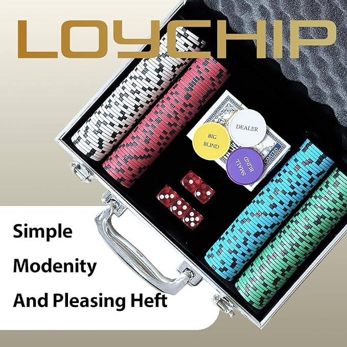 Poker Set 200-pcs with Aluminum Carrying Case & 11.5g Professional Weight Chips 2 Decks Plus 5