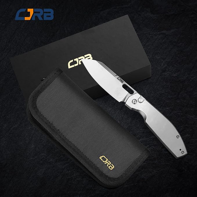 CJRB Pocket EDC Knife Ekko(J1929) Button Lock Small Folding Knife AR-RPM9 Steel Blade and Silver