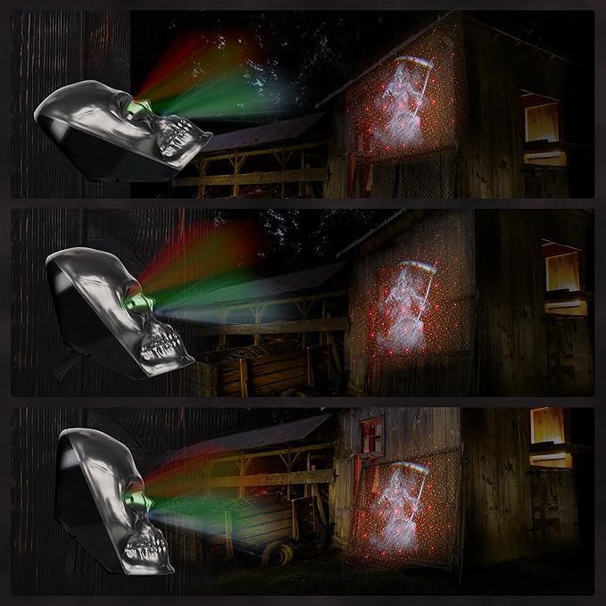 Halloween Projector Lights, Ghost Skeleton Halloween Laser Lights in Skull Shape, 5 Modes and