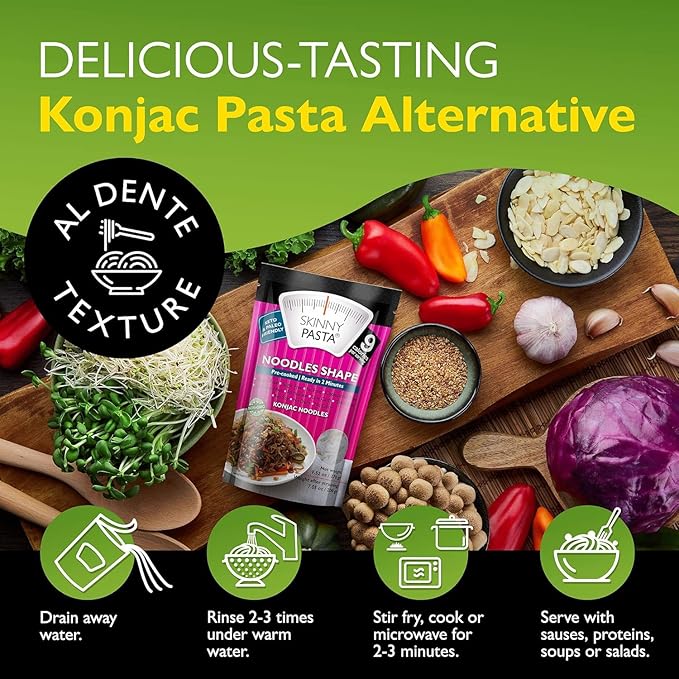 SKINNY PASTA Angel Hair - Healthy Konjac Shirataki Noodles, Low Carb Keto Pasta, Gluten Free, 6 Pack