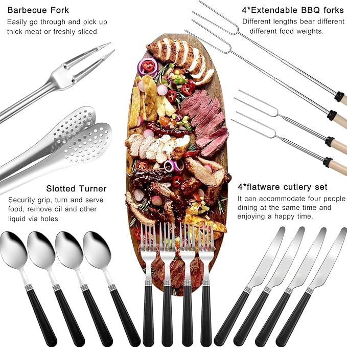 Camping Cooking Utensils Set - Camping Utensil Set Car Camping Cooking Essentials Gear for Camp