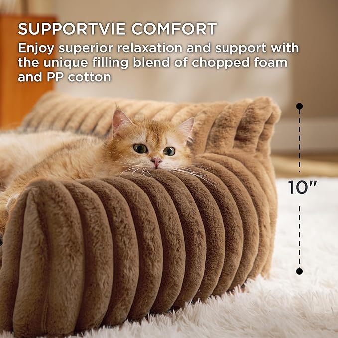 Bedsure Cute Cat Couch for Pets - Fluffy Small Dog Sofa with Premium Soft Corduroy Fleece, Pet Sofa
