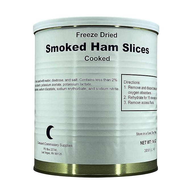 Freeze Dried Cooked Smoked Ham Slices , Jarred and Packed Emergency Food Supply | Hunting