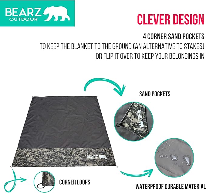 Pocket Blanket - Beach Blanket Waterproof Sandproof, Picnic Blankets Waterproof Foldable
