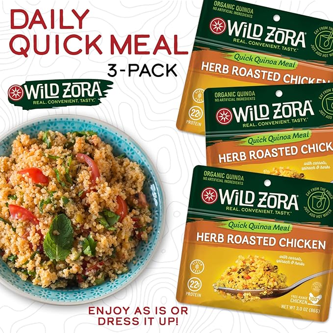 Wild Zora Instant Organic Quinoa Meals - Quick & Tasty Prepared Quinoa Bowls, Pantry Staples