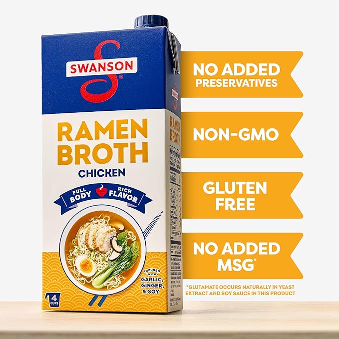 Swanson Ramen Chicken Broth, 32 Oz Carton