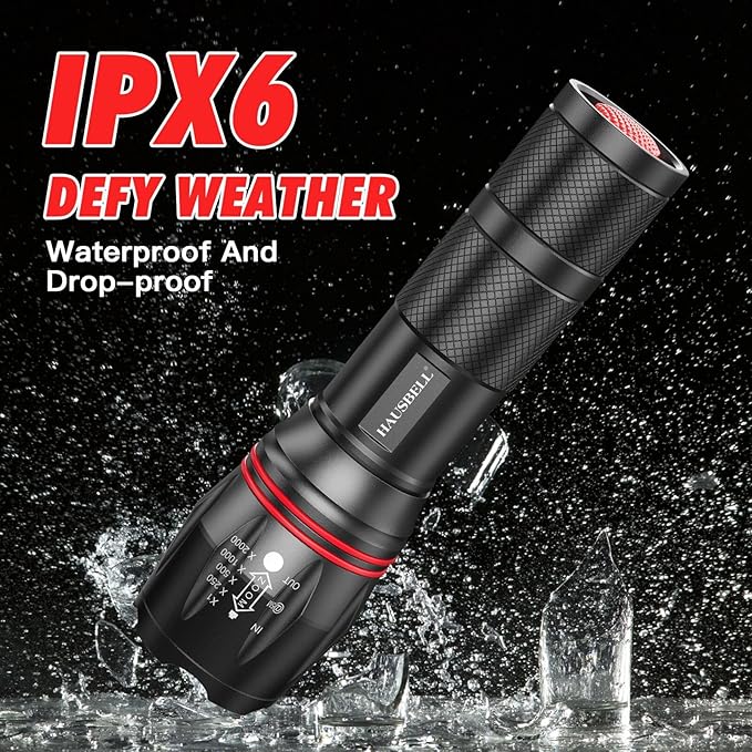 HAUSBELL A100 LED EDC Flashlights High Lumens,Bright, Zoomable, Waterproof, Powerful, Emergency