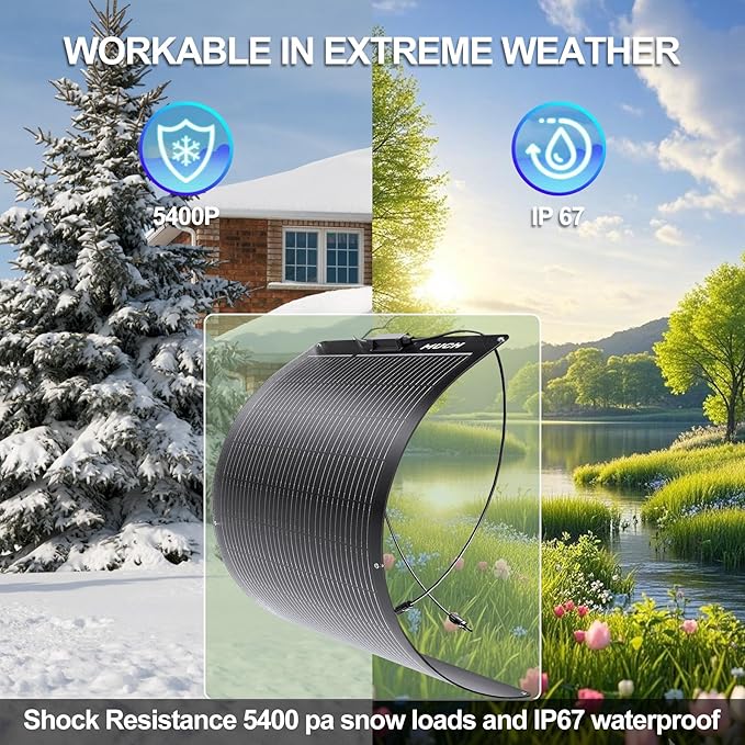 200W Semi-Flexible Solar Panel 12V/24V Monocrystalline Ultra-Flexible Bendable Mono Off-Grid
