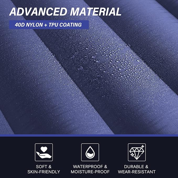 TOBTOS Inflatable Camping Sleeping Pad with Pillow, Thick 6 Inch Ultralight Sleeping Pad with