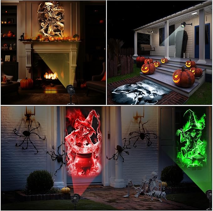 12 in 1 Halloween Projector Lights Outdoor 2025 Upgrade 3D Dynamic Window Indoor Decorations Skull