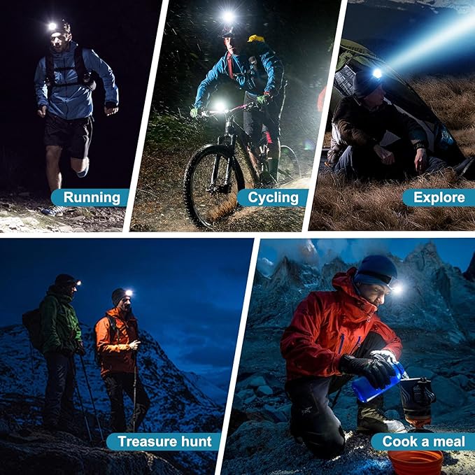 Headlamp Flashlight Rechargeable - 1500 Lumens Right Angle Headband LED Headlight, Waterproof Head