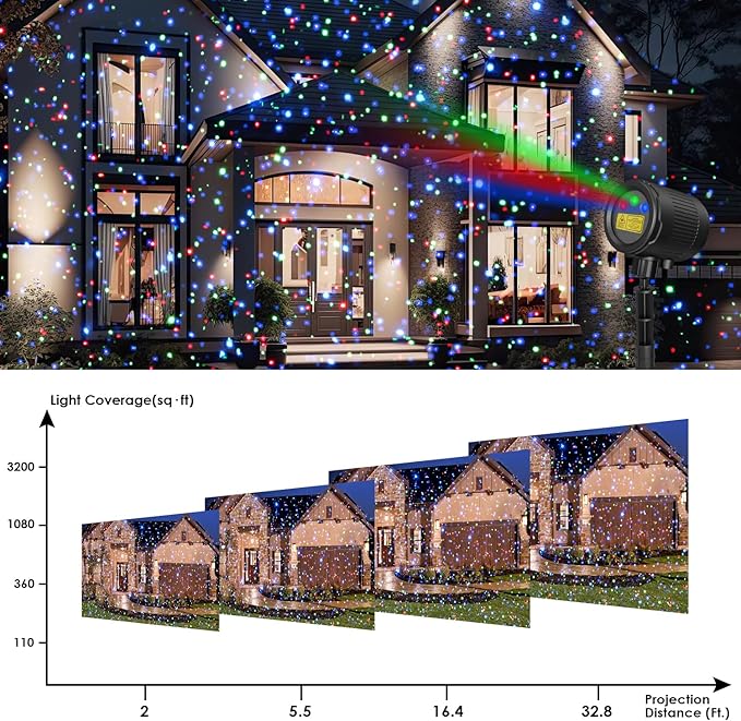 Halloween Laser Lights Outdoor, 3 Color RGB Laser Christmas Projector Lights Outdoor, Waterproof