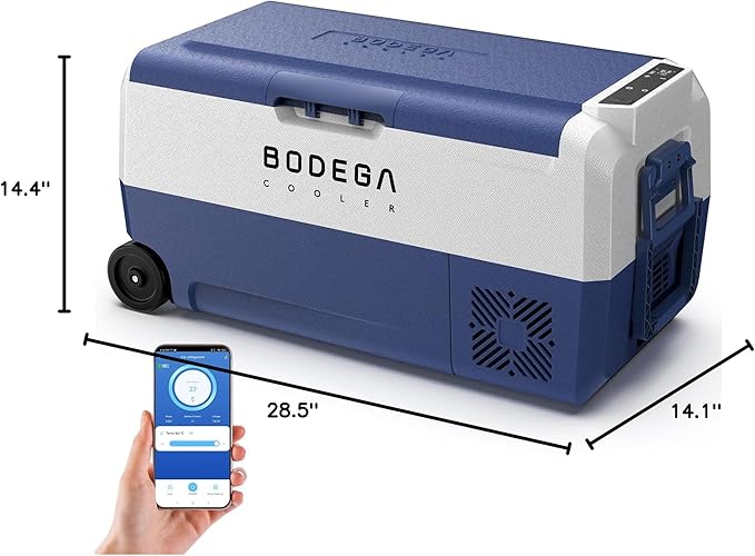BODEGACOOLER 12 Volt Car Refrigerator,38 Quart Portable Truck Freezer,Electric Cooler Bluetooth
