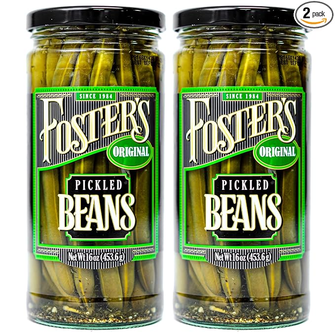 Foster's Pickled Green Beans in a Jar, Original, 16oz, 2 Pack, Traditional Pickled Vegetables