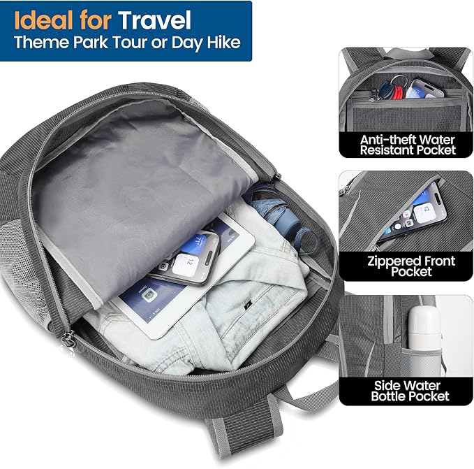 ZOMAKE Ultra Lightweight Packable Backpack 25L, Foldable Hiking Backpacks Water Resistant Small