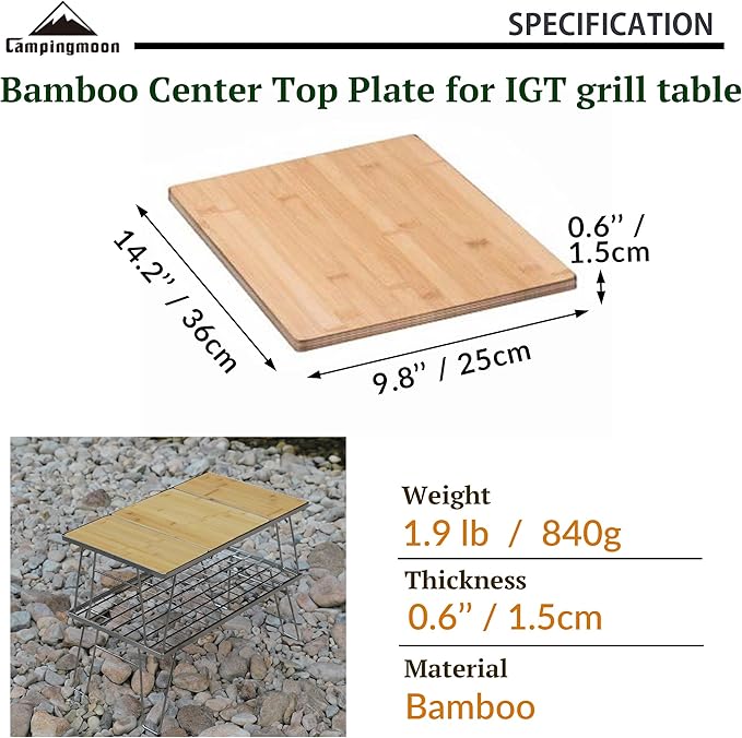 camping moon IGT Top Board Bridge Table Bamboo Center Plate CK-P25