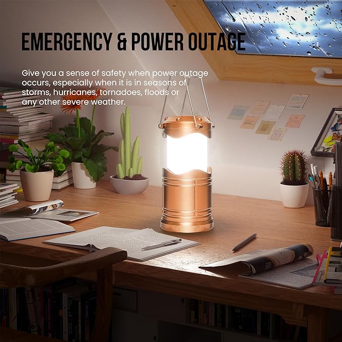 Lichamp LED Camping Lantern, 4 Pack Battery Powered Flashlight for Power Outages, Portable