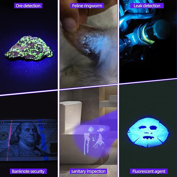 DARKDAWN UV Flashlight 365nm Light Mini USB Rechargeable Ultraviolet LED Blacklight Woods Lamp