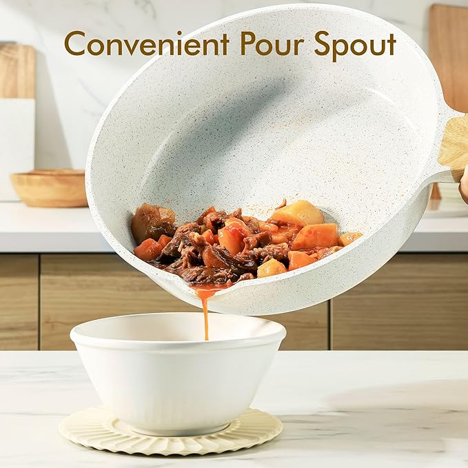 SENSARTE Nonstick Ceramic Saute Pan 10 Inch/3.5QT, Non-toxic Deep Frying Pan Skillet with Lid