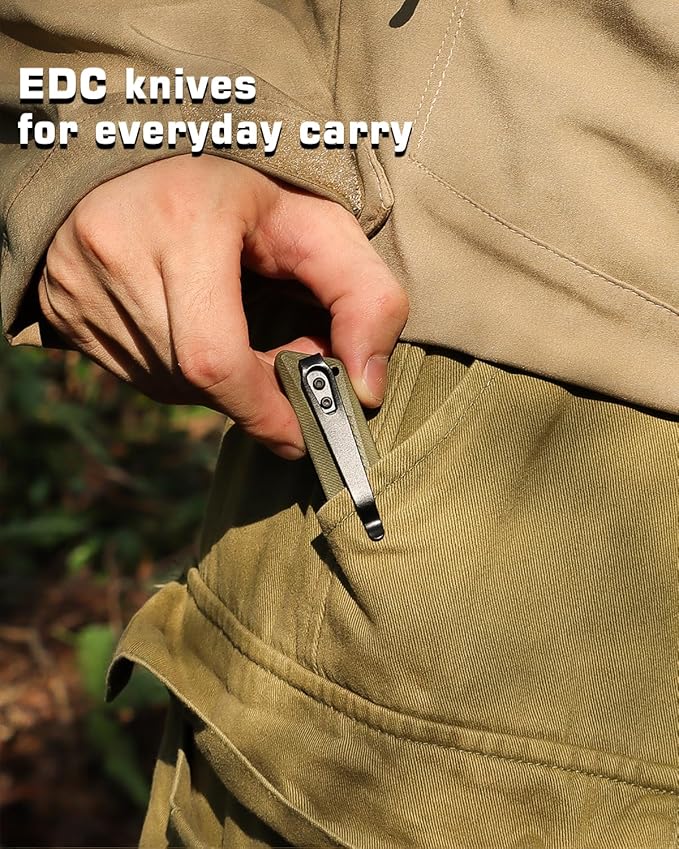 Pocket Knife GD22K, Flipper Open D2 Steel Tanto Folding knife with Durable G10 Handle,Men Women