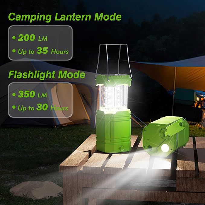 3000mAh Large Capacity Hand Crank Solar Camping Lantern, Portable Ultra Bright LED Torch, 23-26