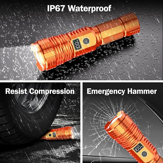 Flashlights High Lumens Rechargeable, LED Super Bright Flash Light Long Beam, Zoomable Linternas