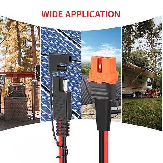 12AWG XT60i to SAE Adapter Extension Cable with SAE Polarity Reverse Adapter for Portable Power