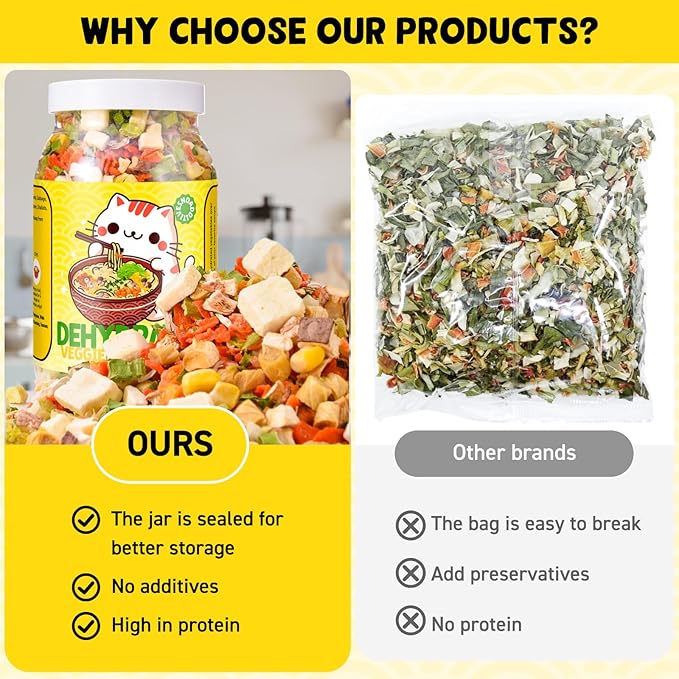 Ramen Toppings Mix Dehydrated Vegetables - Freeze-Dried Tofu & Vegetables, 100% Natural Vegetable