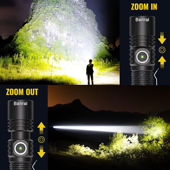 Rechargeable Tactical Flashlights, High Lumens Small Mini USB-C LED Flashlight, Compact EDC Flash