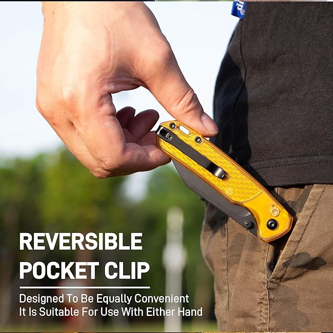 CJRB Pyrite-Light Folding Knife, 3.34'' AR-RPM9 Steel Blade Pocket Knife with Clip for Men Women