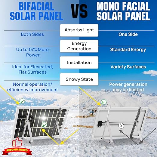 ECO-WORTHY 200 Watt Bifacial Solar Panel 2pcs 100 Watt Monocrystalline Solar Panel Module Off Grid