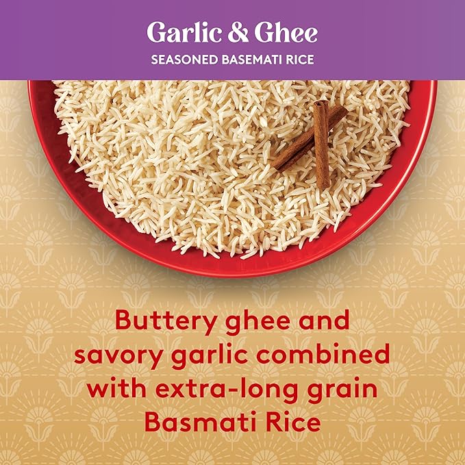 Royal Garlic & Ghee Seasoned Basmati Rice, No Artificial Flavors, Vegetarian Friendly, Gluten Free