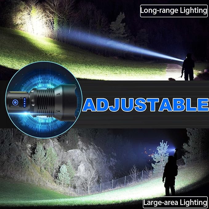 Cinlinso Flashlights High Lumens Rechargeable, 99,000 Lumens Super Bright Led Flashlight, Flash