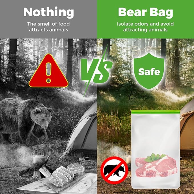 3 Pack Bear Bags for Food Backpacking, Odor Proof Bags-12ｘ20 Inch, Reusable Double Track Zip