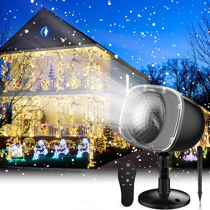 Christmas Snowfall Projector Lights,FLEVO Waterproof Snowfall LED Light Projector,Outdoor Indoor