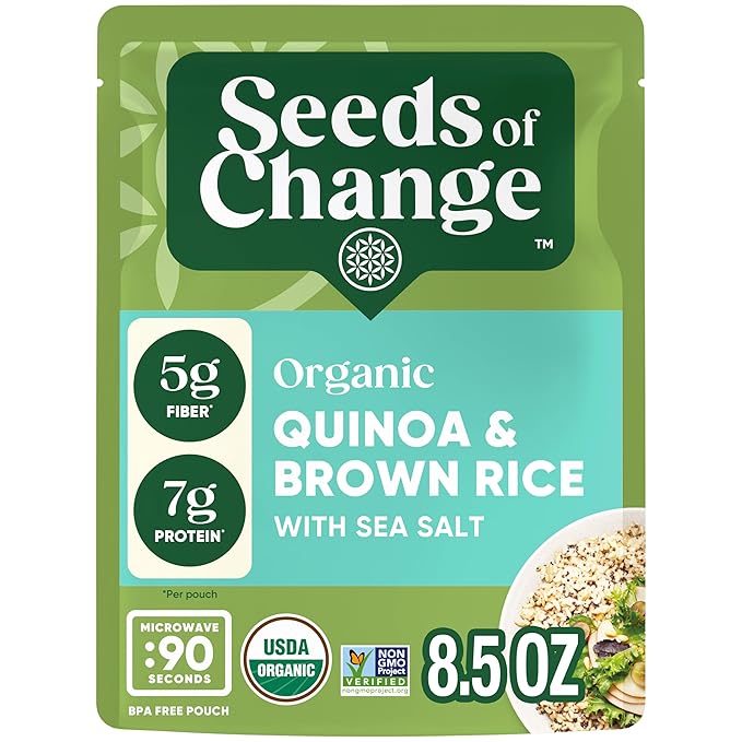 SEEDS OF CHANGE Organic Quinoa & Brown Rice with Sea Salt, Organic Food, 8.5 OZ Pouch (Pack of 12)