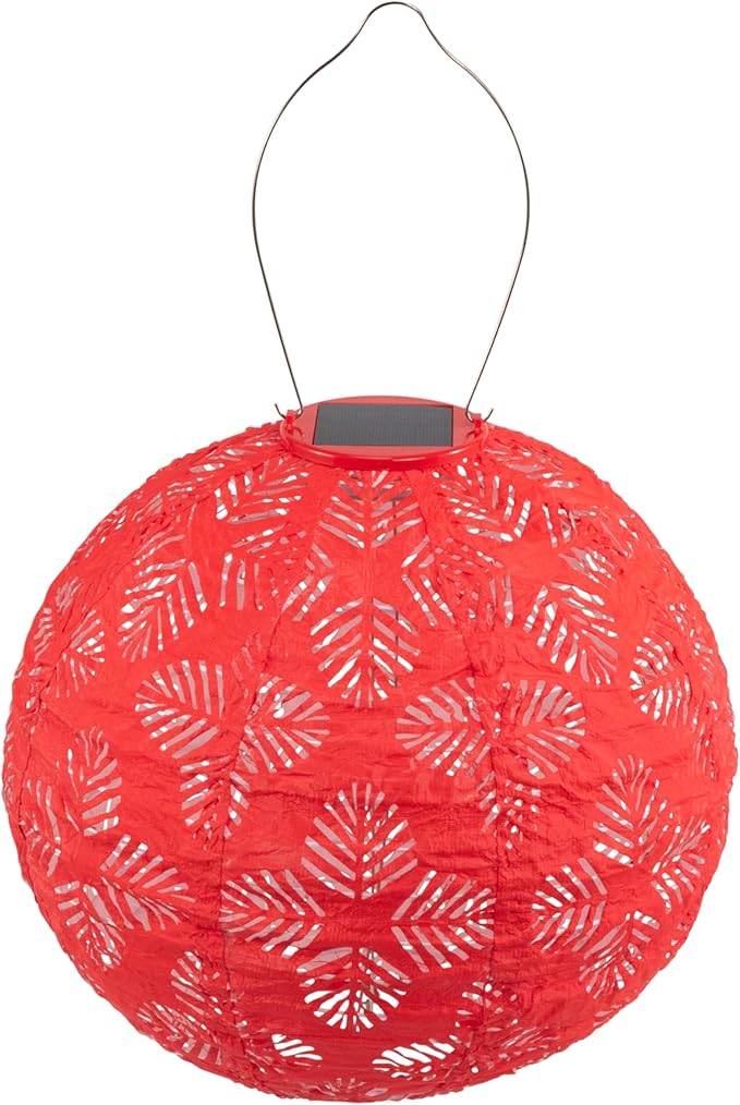 Allsop Soji Stella - Brights Geo Palm - 12" Outdoor Solar Lantern - Chili